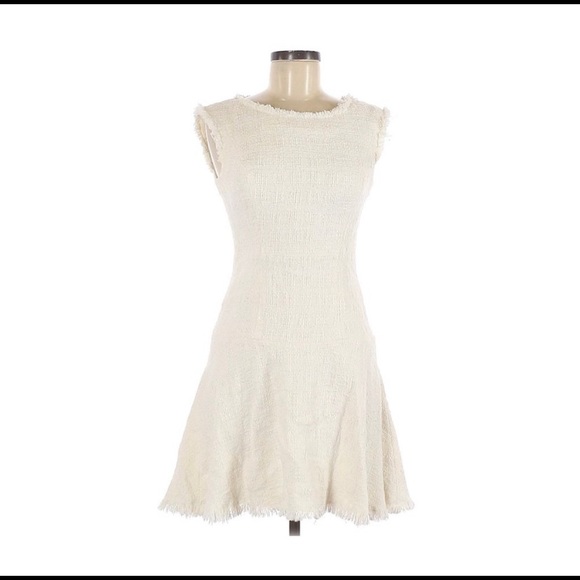 Rebecca Taylor Dresses & Skirts - Rebecca Taylor Sleeveless Tweed Drop Waist Dress Creme White | Size 0